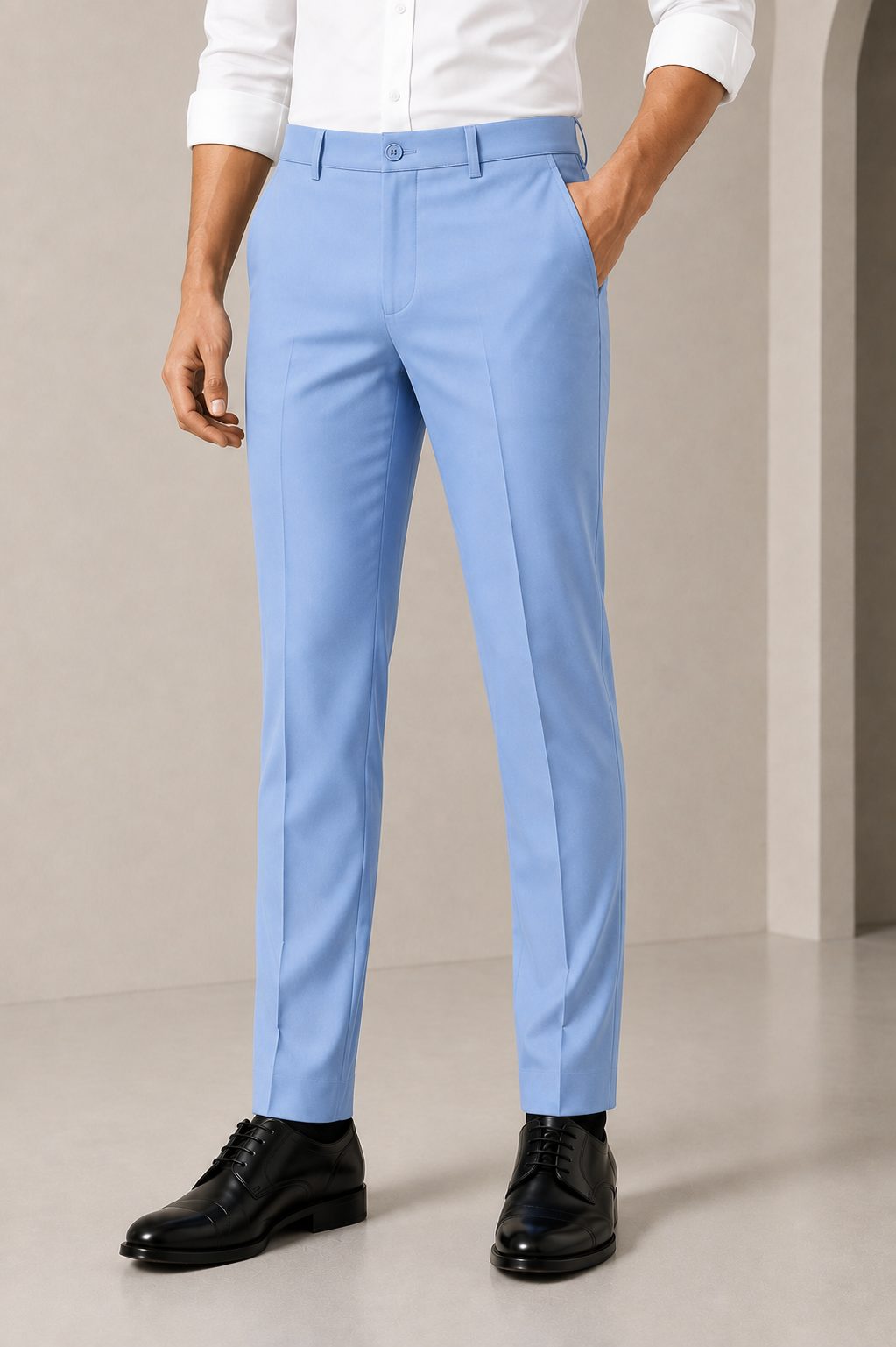 Patloon Jack Williams Light Blue Lycra blend regular fit pants waistband