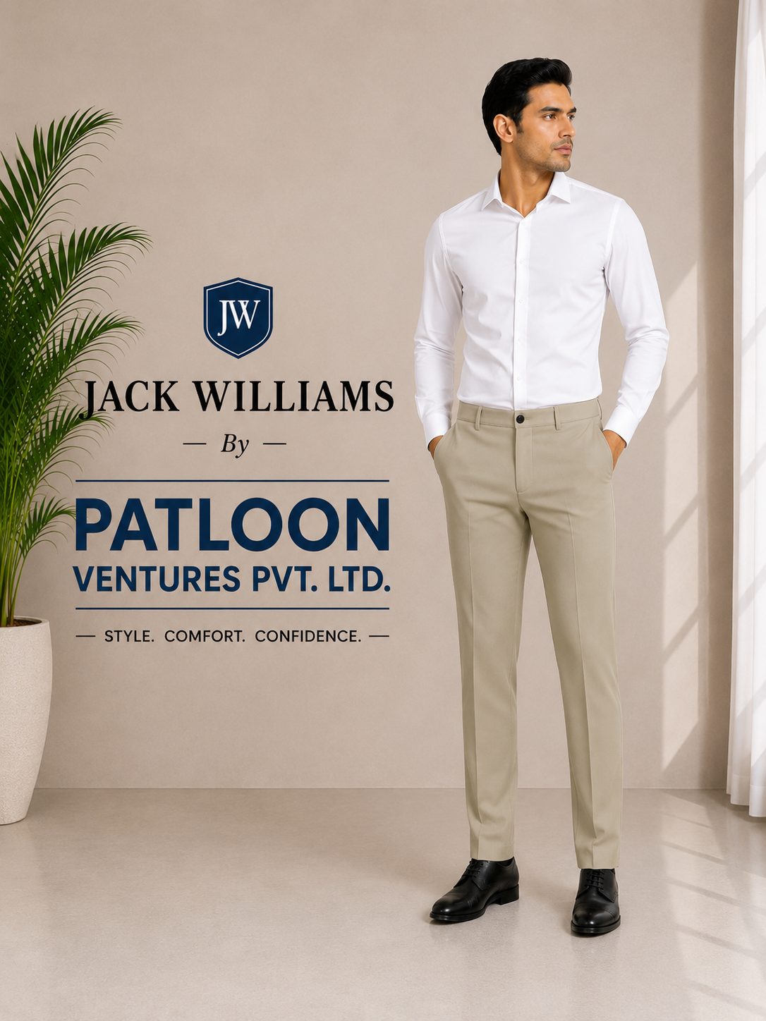Patloon Ventures Cream regular pants detail