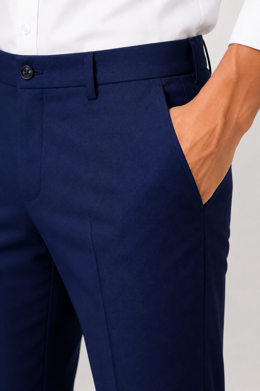 Patloon Jack Williams Navy Blue Lycra blend regular fit pants pocket