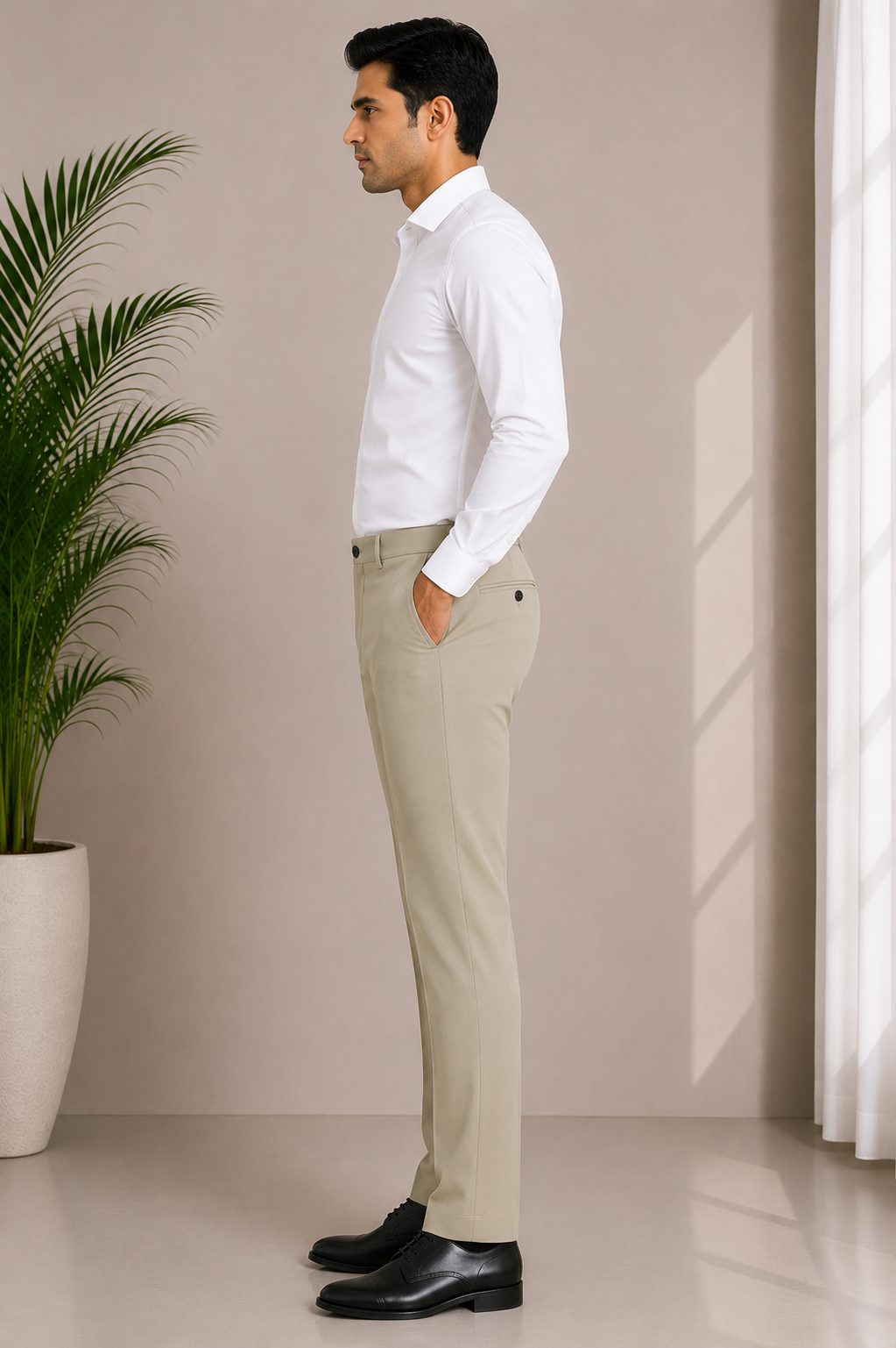 Patloon Ventures Cream regular pants side