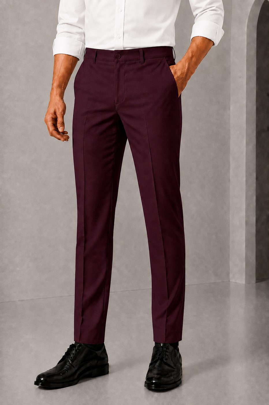 Patloon Jack Williams Bottle Wine cotton blend slim fit pants