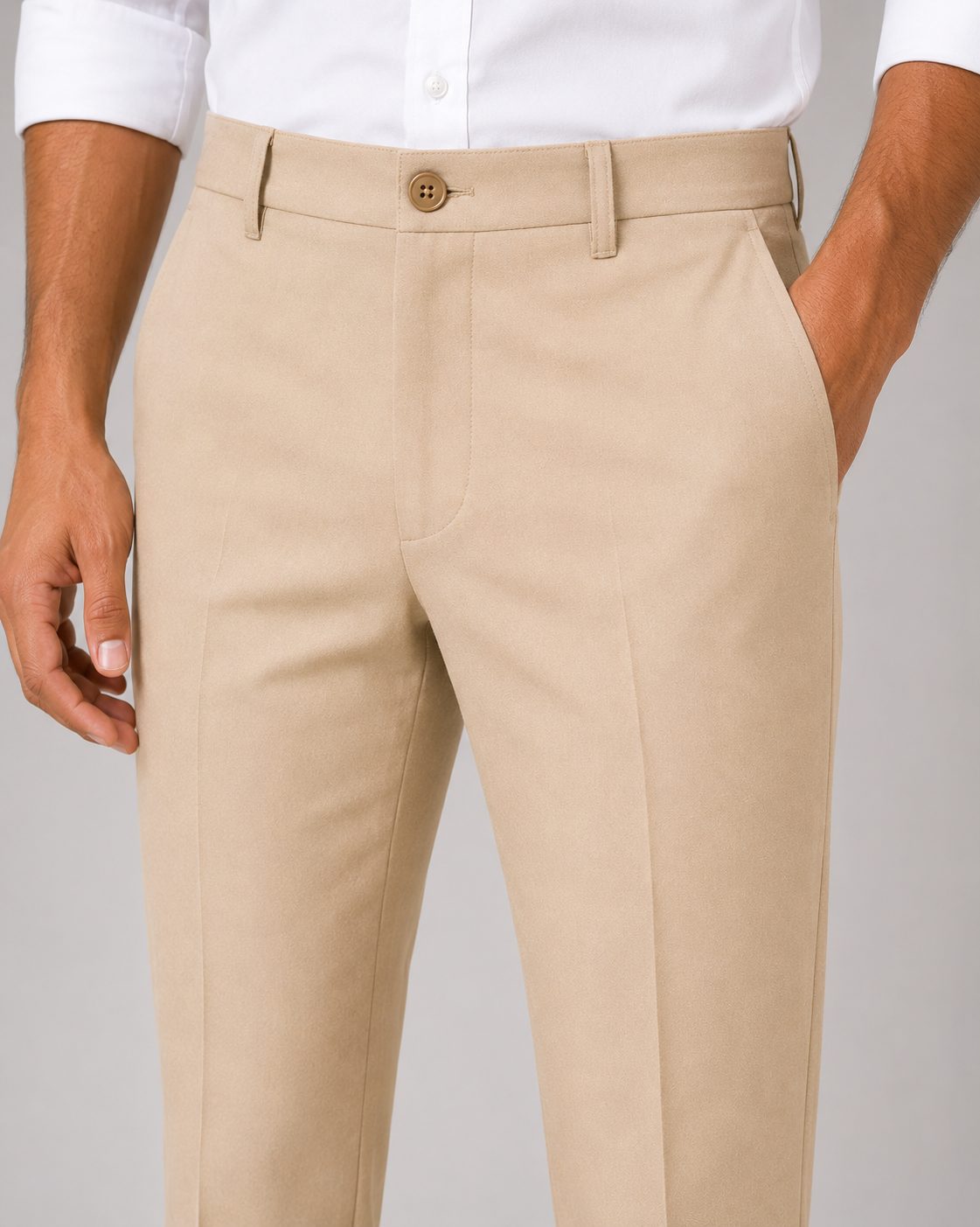Patloon Jack Williams Wheat Lycra blend regular fit pants waistband