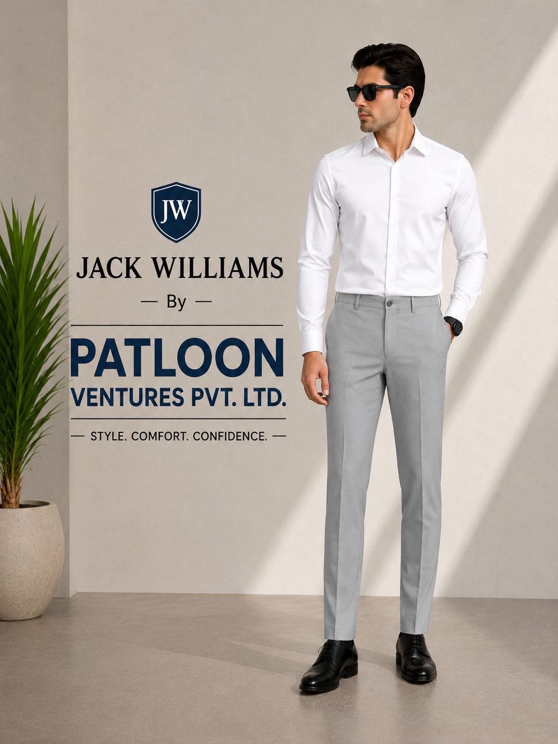 Patloon Ventures Light Grey regular pants detail
