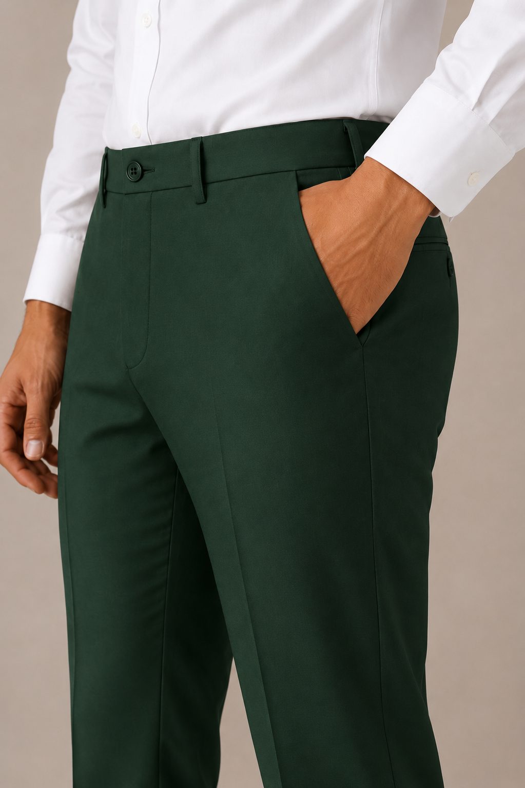 Patloon Jack Williams Deep Green Lycra blend regular fit pants pocket