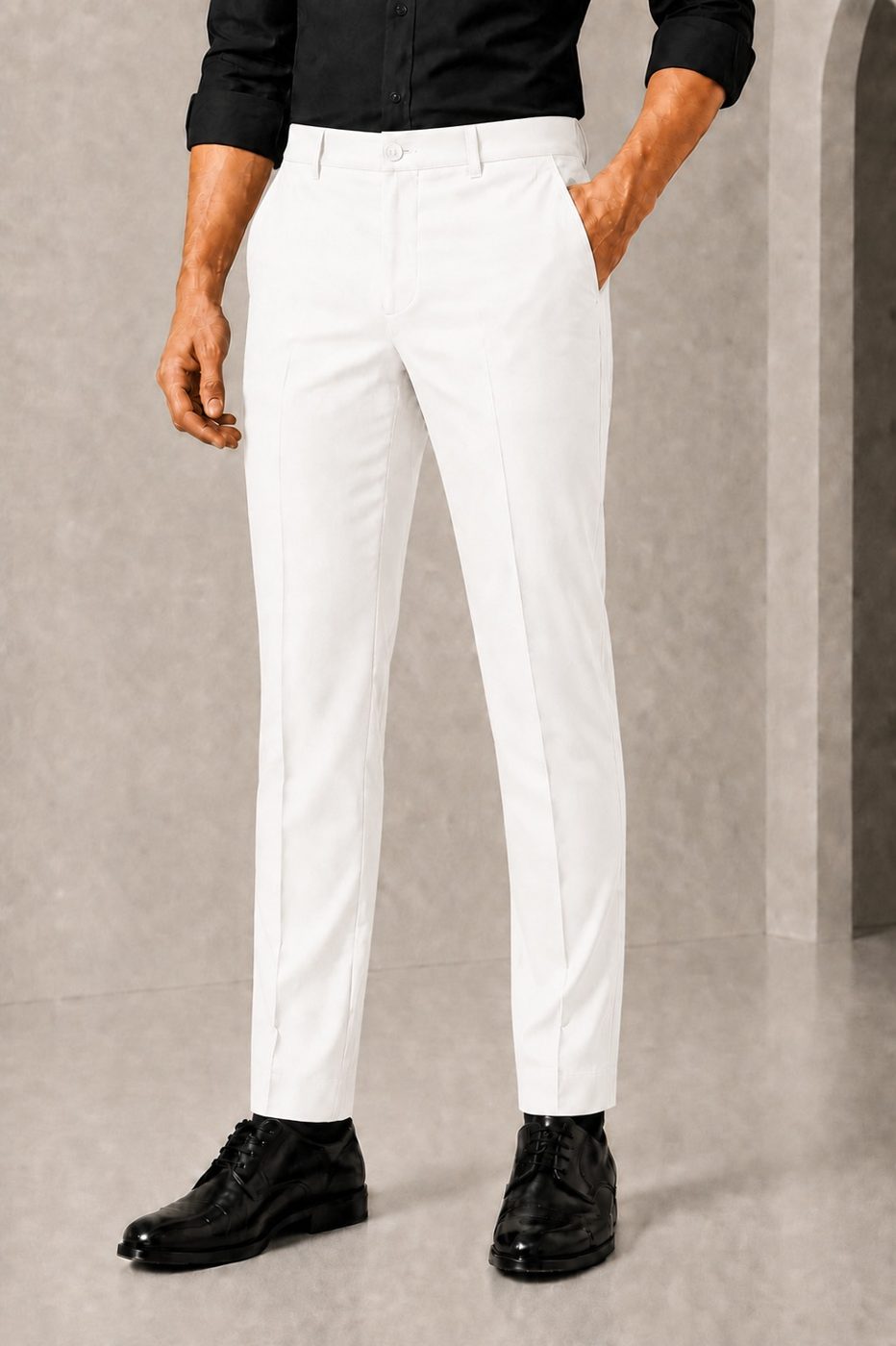 Patloon Jack Williams Pearl White cotton blend slim fit pants