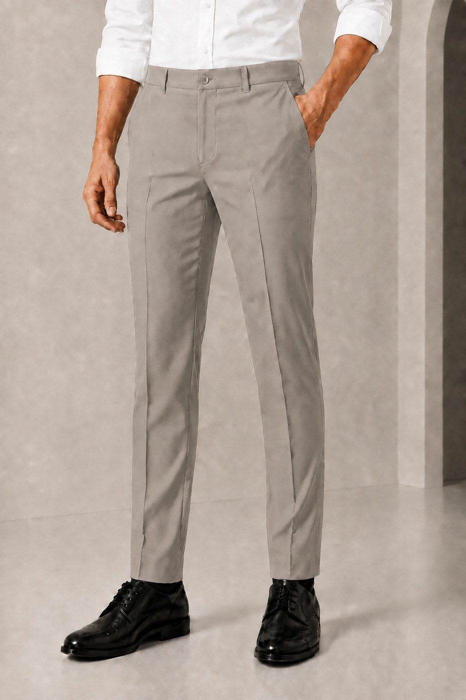 Patloon Jack Williams Stone cotton blend slim fit pants back