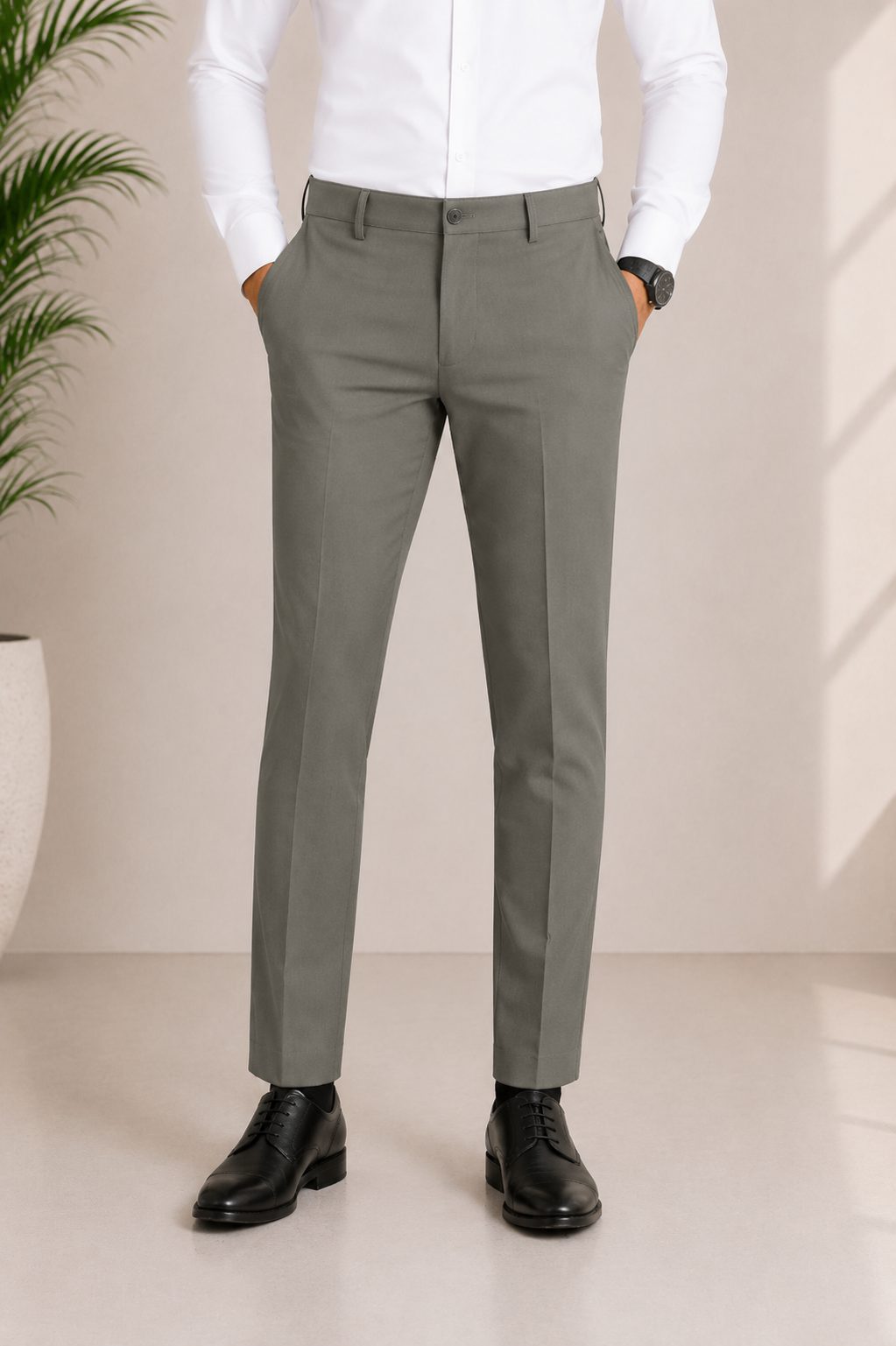 Patloon Ventures Medium Grey regular pants styled