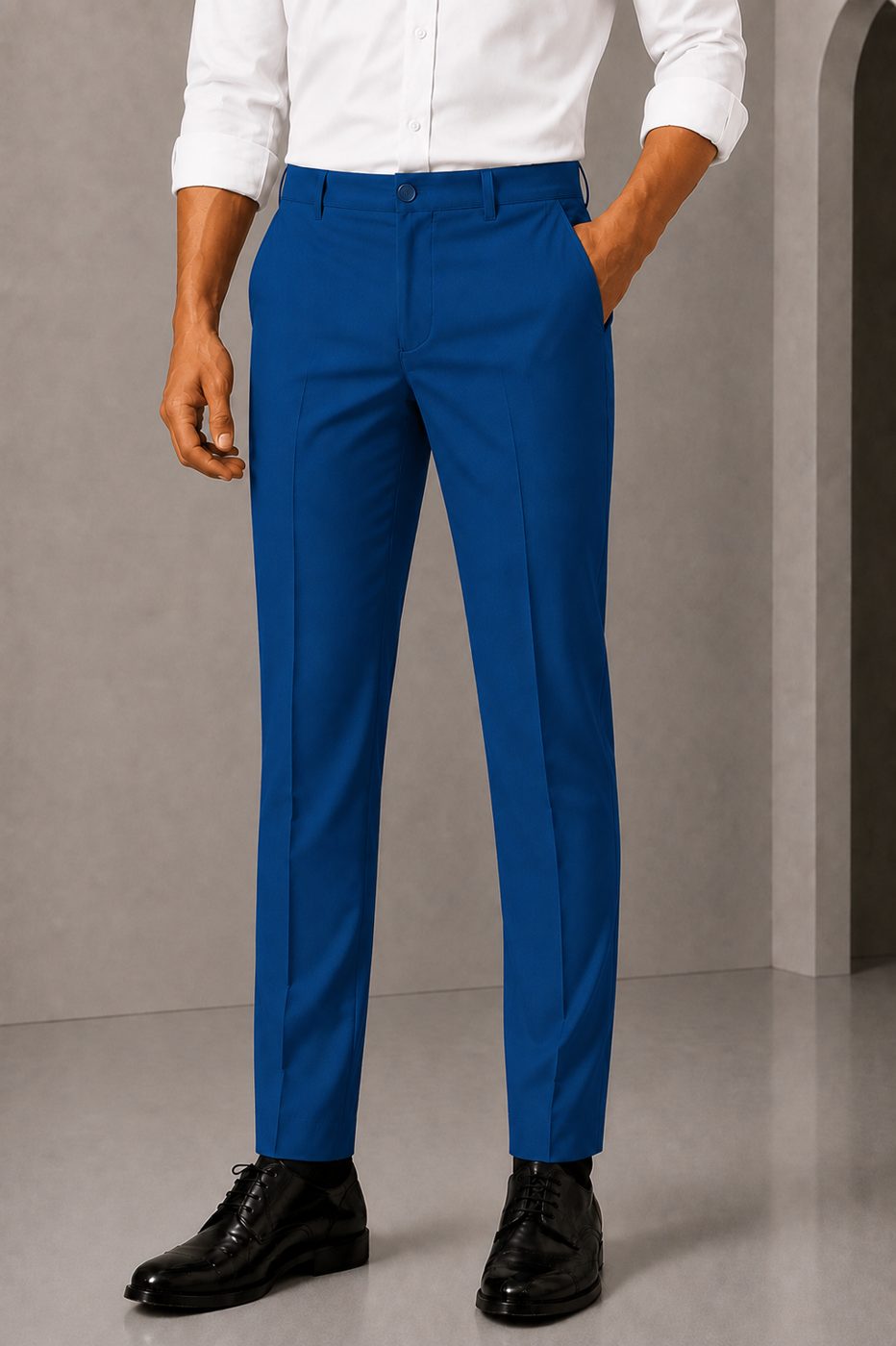 Patloon Jack Williams Royal Blue cotton blend slim fit pants