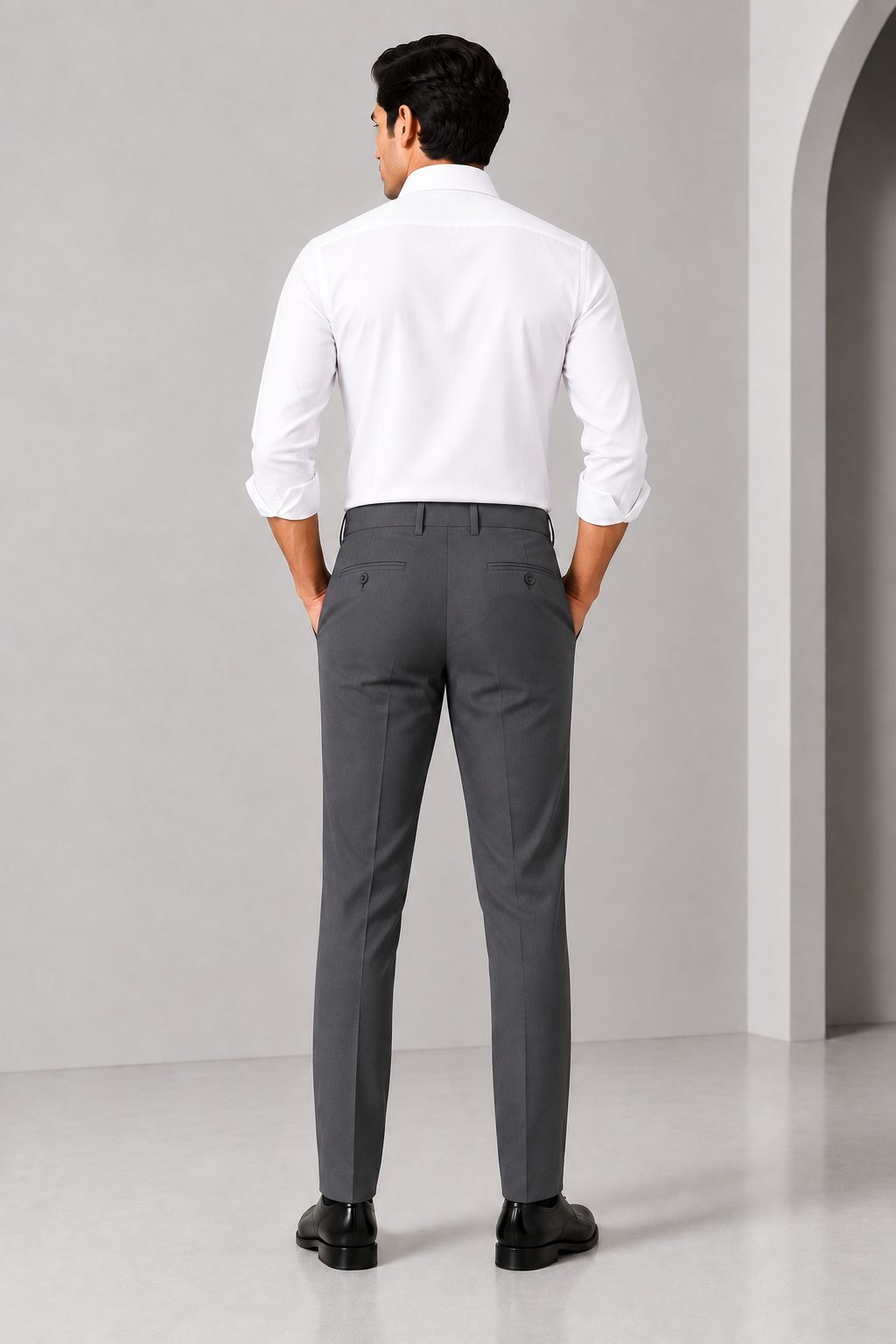 Patloon Jack Williams Smoke Grey Lycra blend regular fit pants back