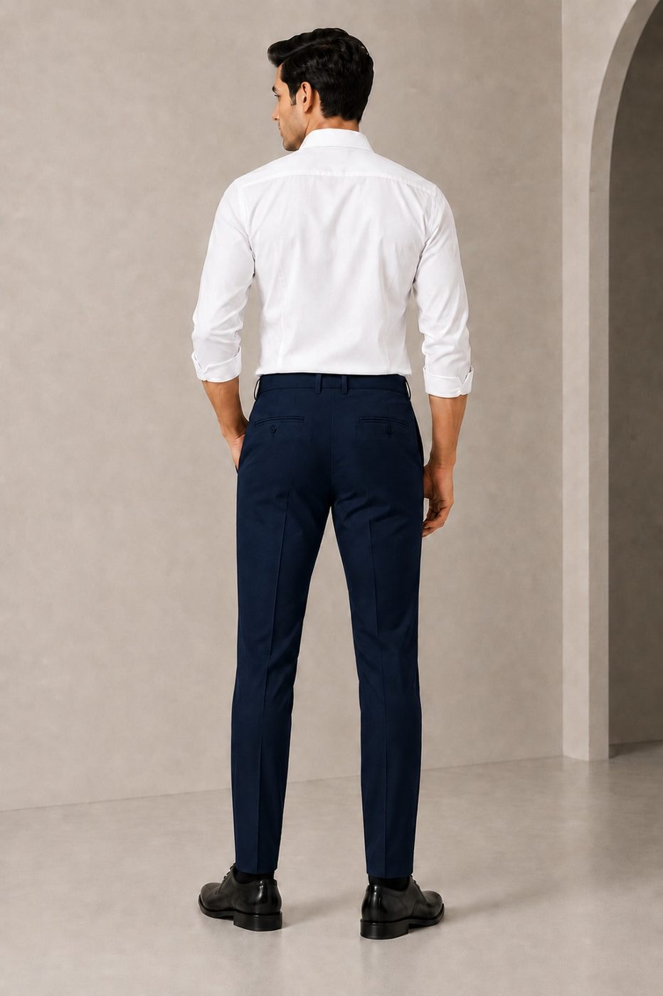 Patloon Jack Williams Midnight Blue cotton blend slim fit pants back
