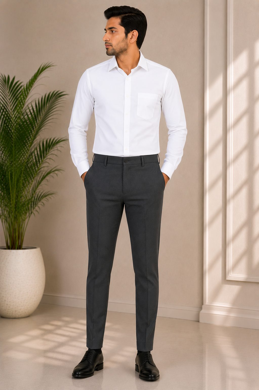 Patloon Jack Williams Medium Grey cotton blend slim fit pants