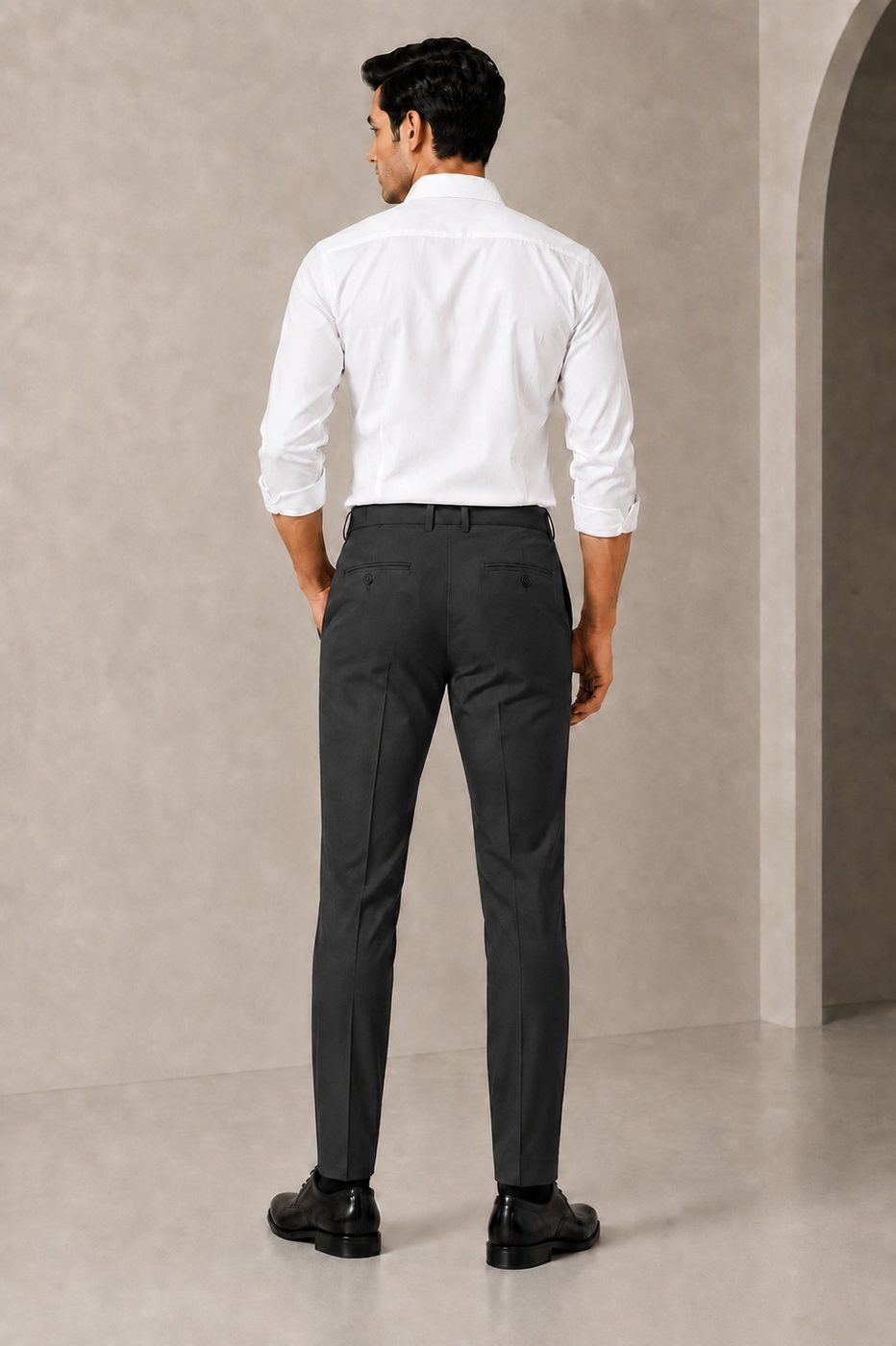 Patloon Jack Williams Carbon Grey cotton blend slim fit pants back