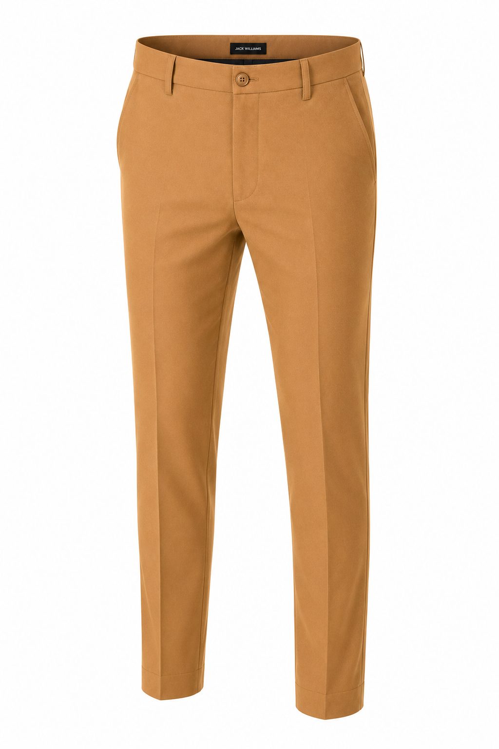 Patloon Jack Williams Camel Lycra blend regular fit pants full view