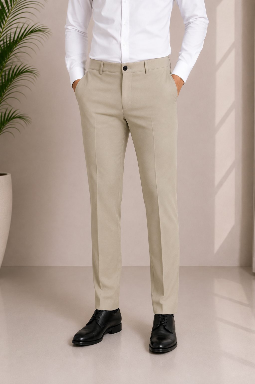 Patloon Ventures Cream regular pants styled