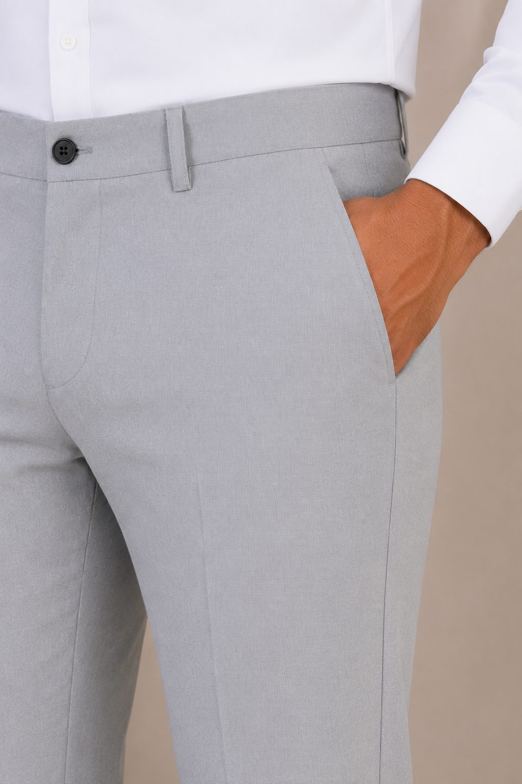 Patloon Jack Williams Light Grey cotton blend slim fit pants pocket detail