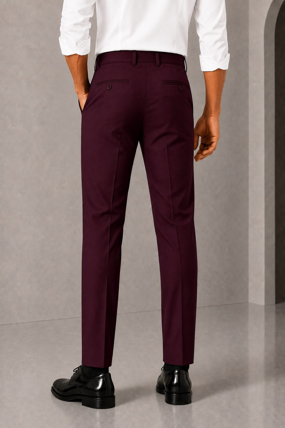 Patloon Jack Williams Bottle Wine cotton blend slim fit pants back