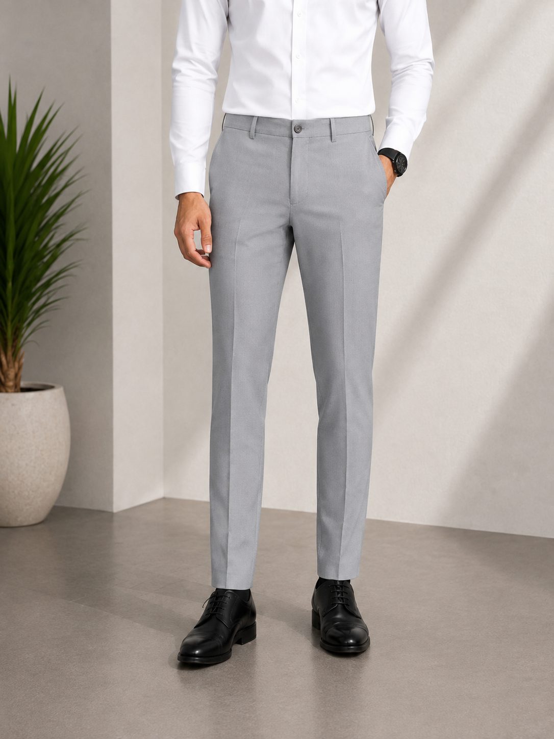 Patloon Ventures Light Grey regular pants styled