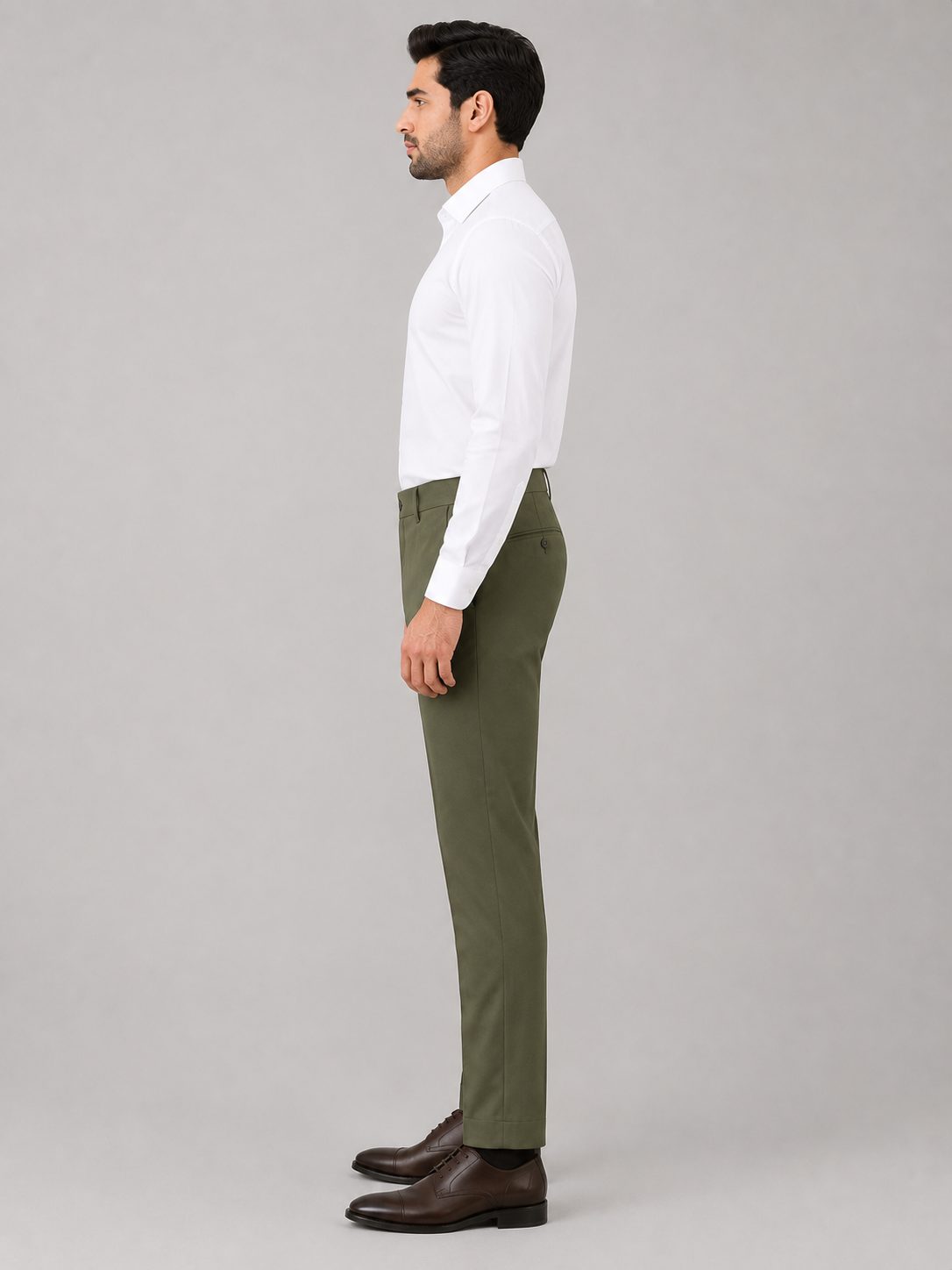 Patloon Jack Williams Moss Green Lycra blend regular fit pants side