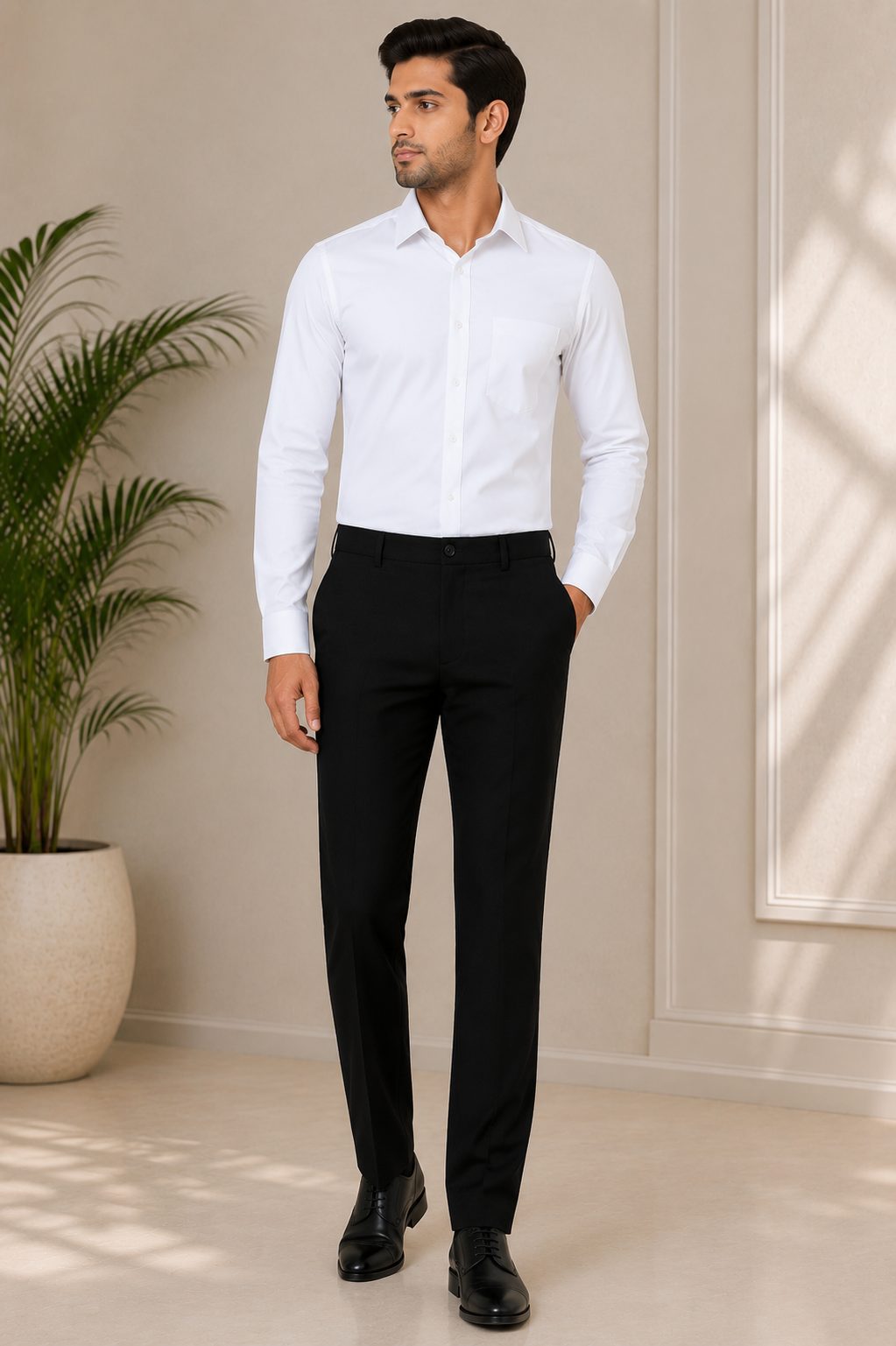 Patloon Jack Williams Black cotton blend slim fit pants