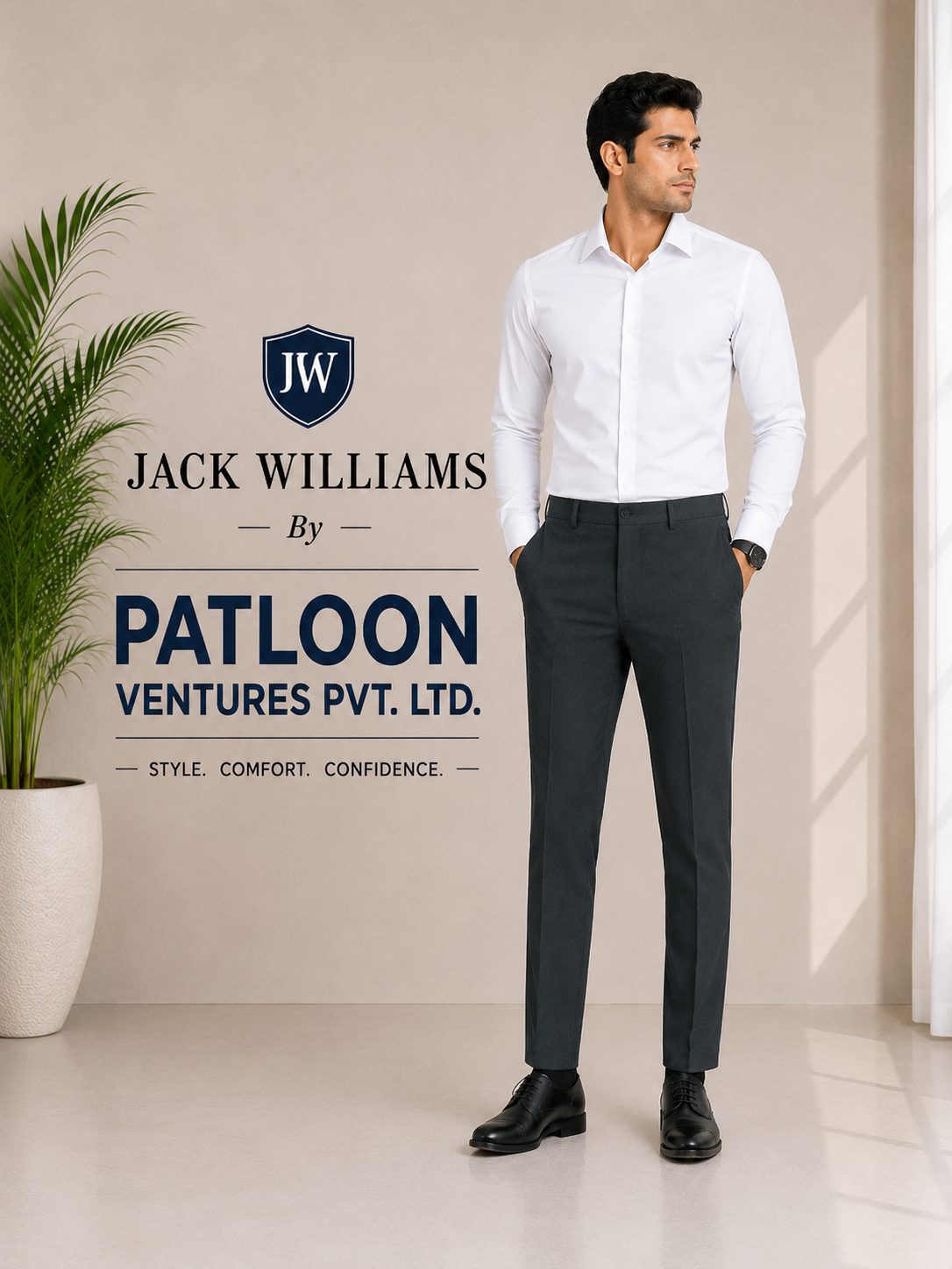 Patloon Ventures Charcoal Grey regular pants detail