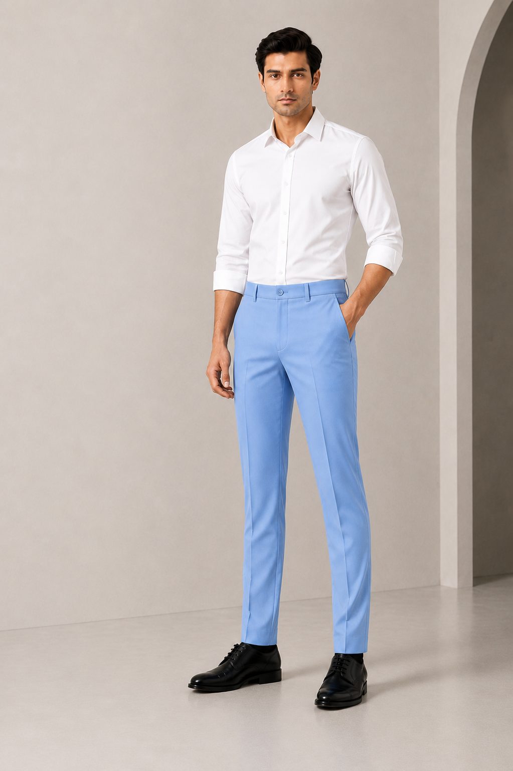 Patloon Jack Williams Light Blue Lycra blend regular fit pants
