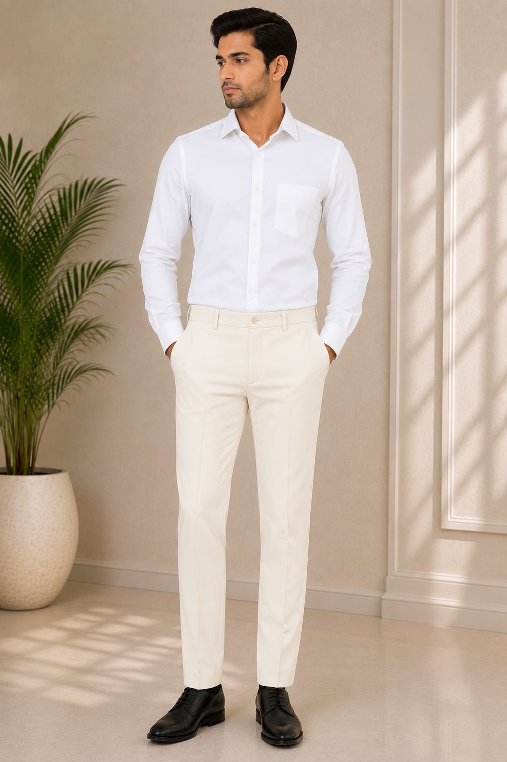 Patloon Jack Williams Beige cotton blend slim fit pants