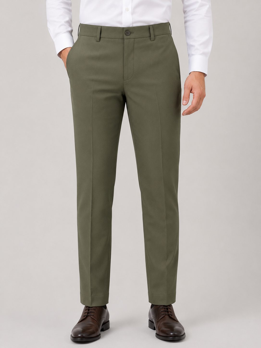 Patloon Jack Williams Moss Green Lycra blend regular fit pants waistband