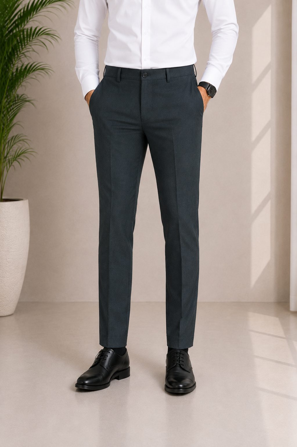 Patloon Ventures Charcoal Grey regular pants styled