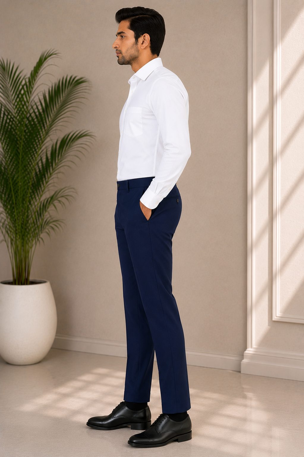 Patloon Jack Williams Raymond Navy cotton blend slim fit pants side