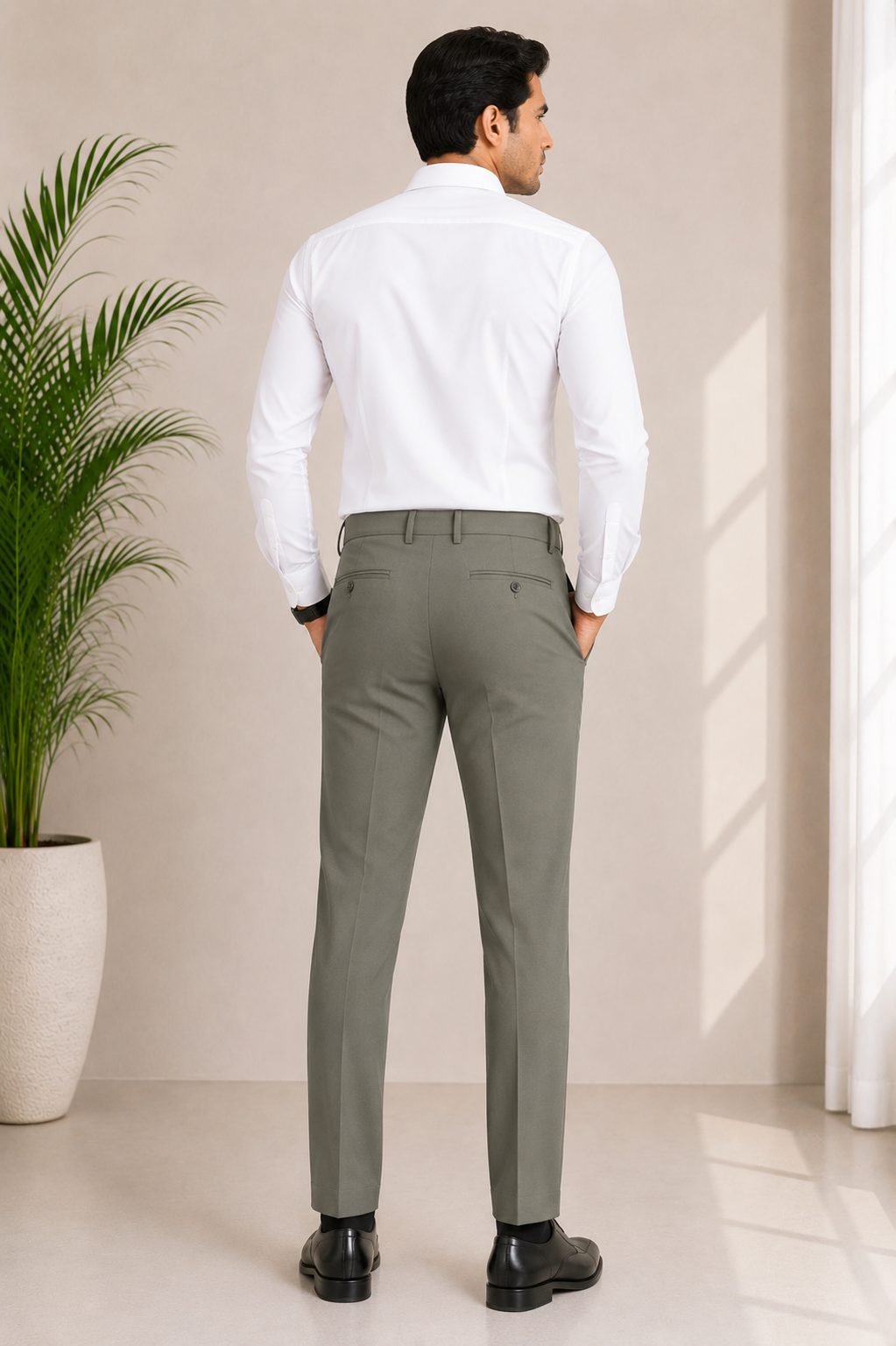 Patloon Ventures Medium Grey regular pants back