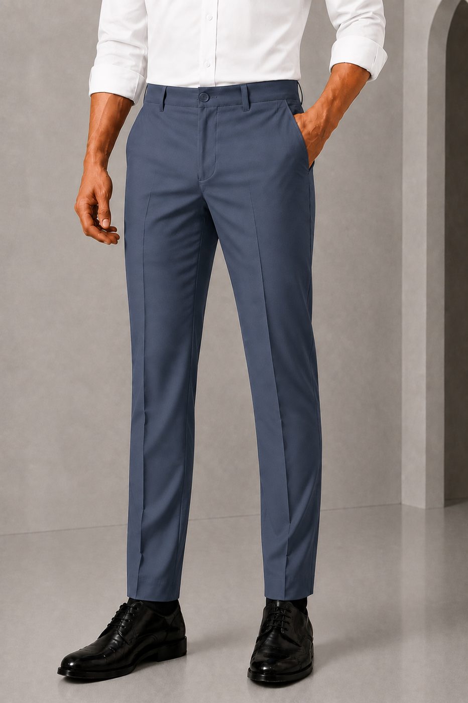 Patloon Jack Williams Blue Grey cotton blend slim fit pants