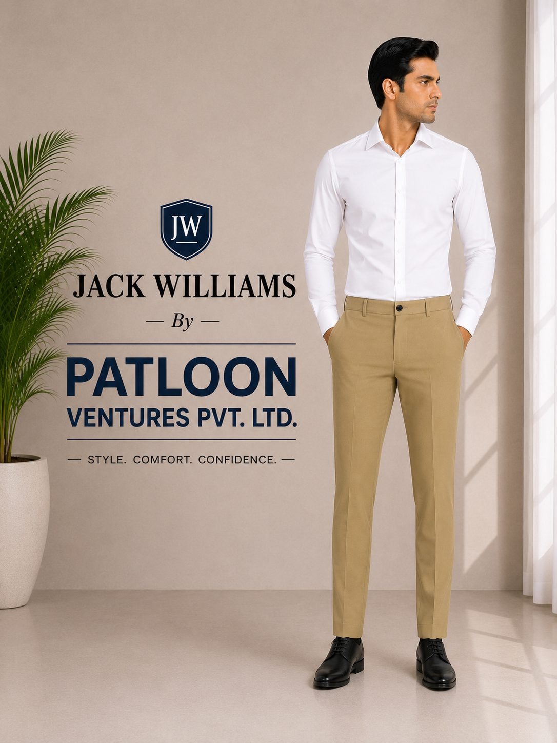Patloon Ventures Khaki regular pants detail