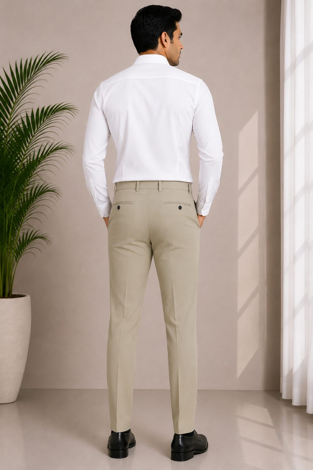Patloon Ventures Cream regular pants back