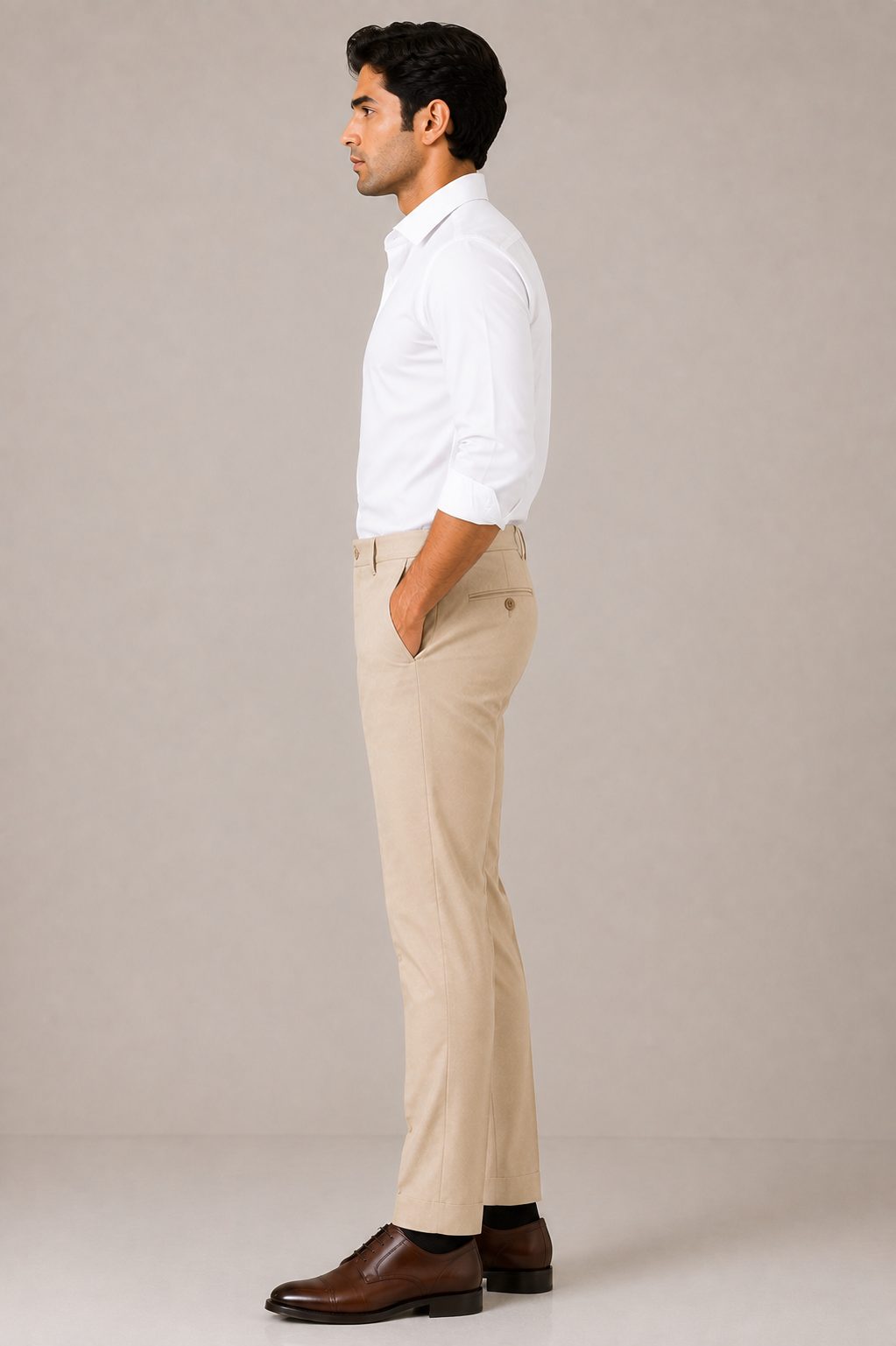 Patloon Jack Williams Wheat Lycra blend regular fit pants side