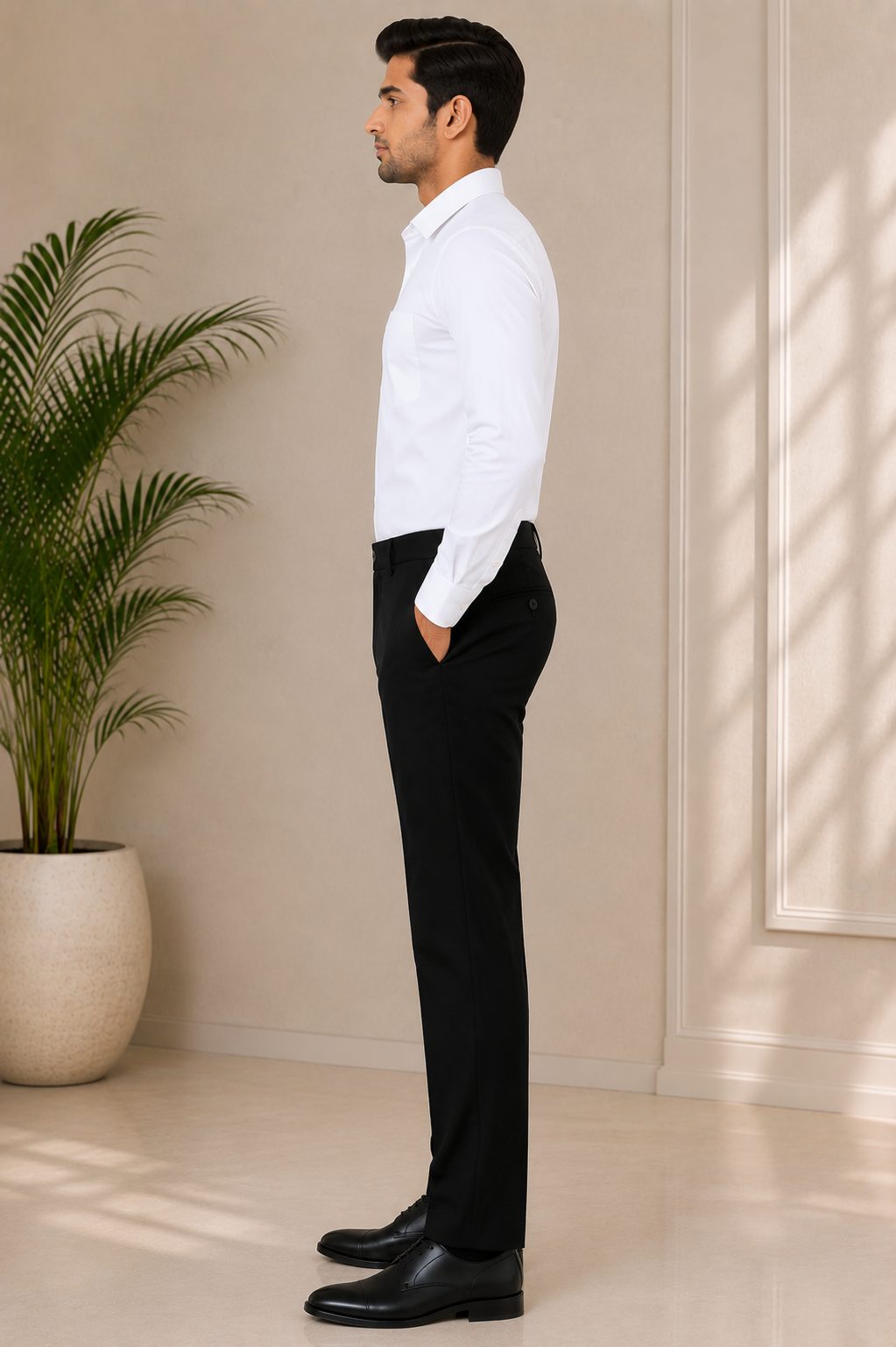 Patloon Jack Williams Black cotton blend slim fit pants side