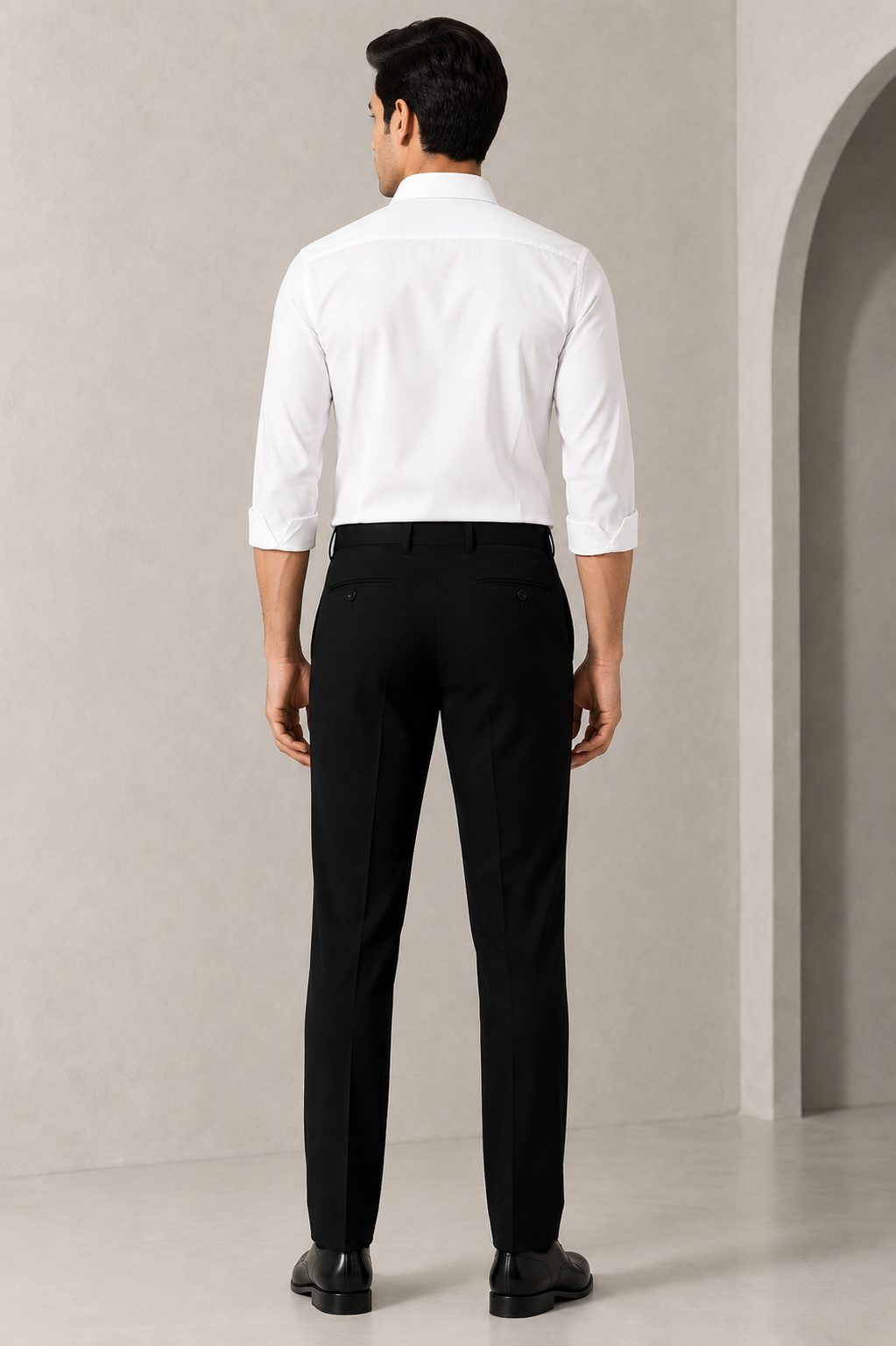 Patloon Jack Williams Jet Black Lycra blend regular fit pants back