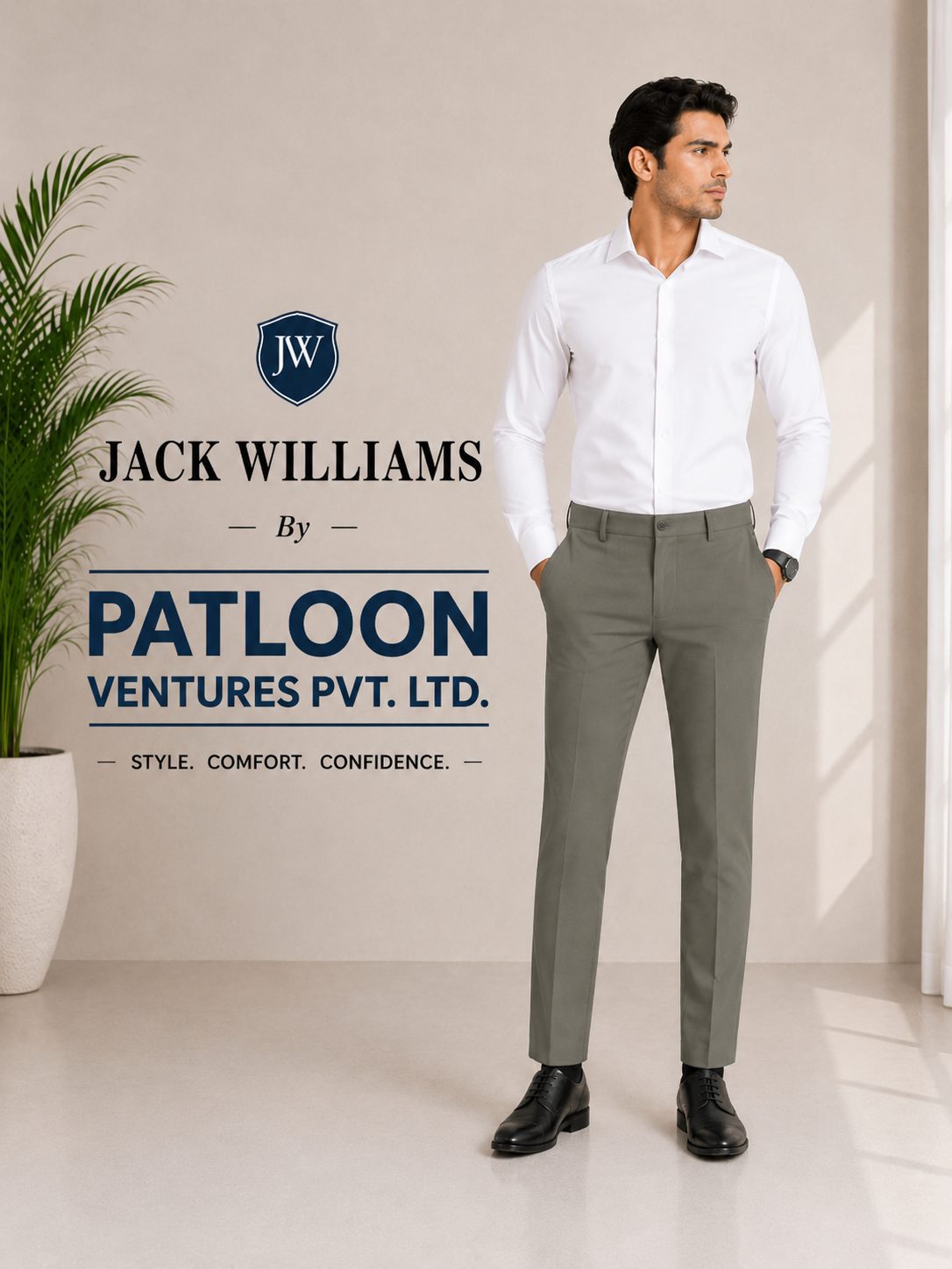 Patloon Ventures Medium Grey regular pants detail
