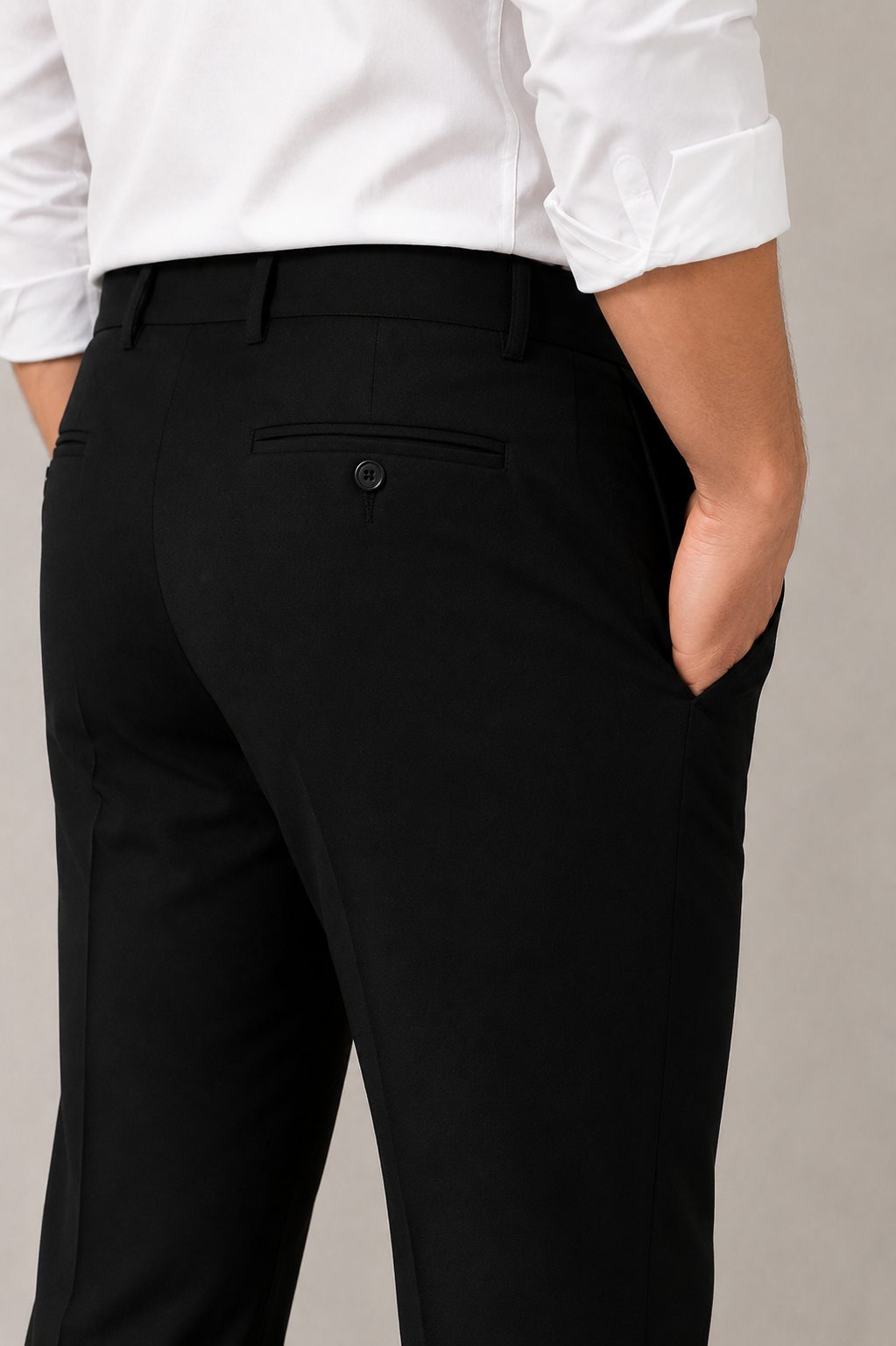 Patloon Jack Williams Jet Black Lycra blend regular fit pants pocket