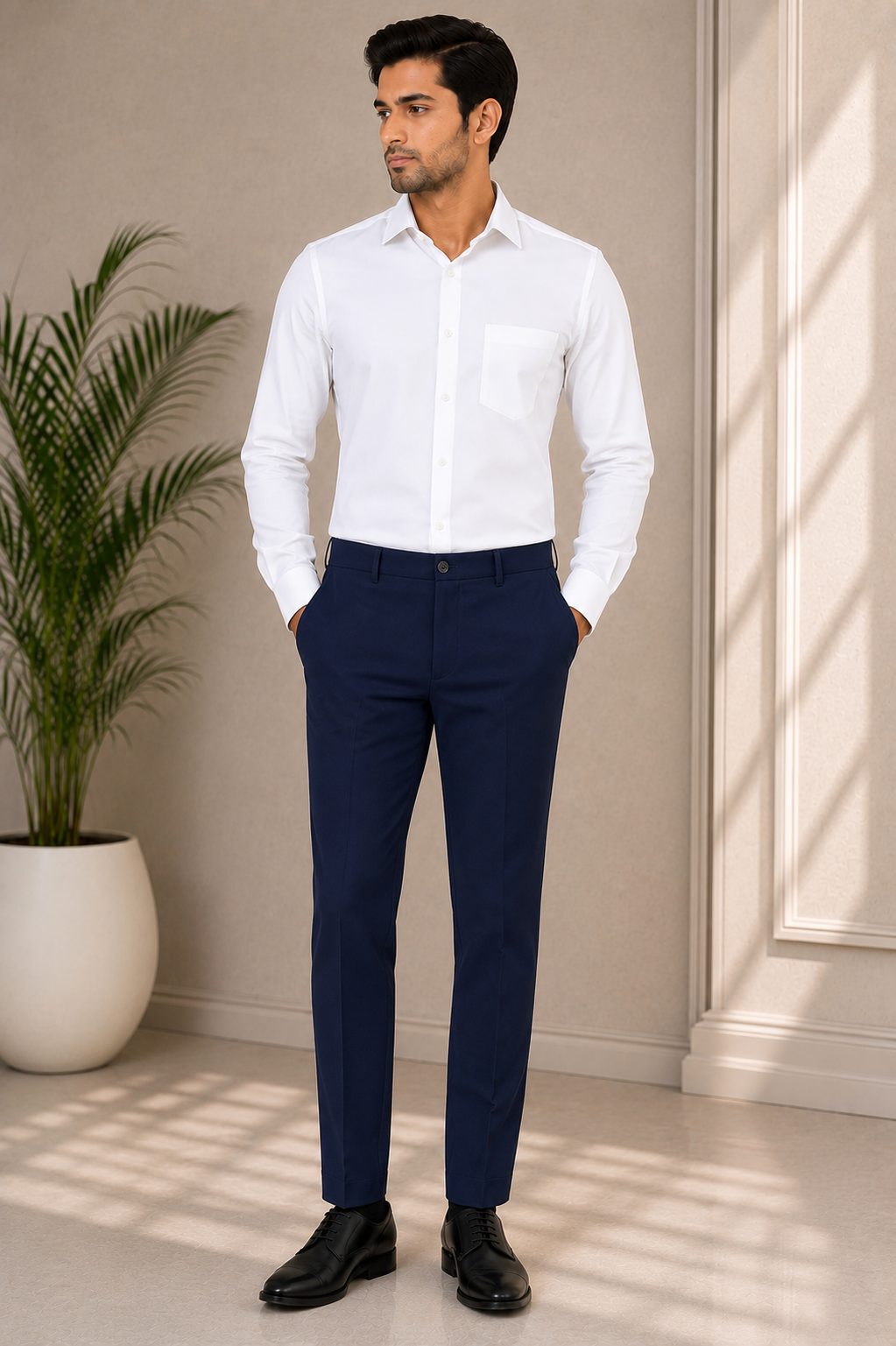 Patloon Jack Williams Raymond Navy cotton blend slim fit pants