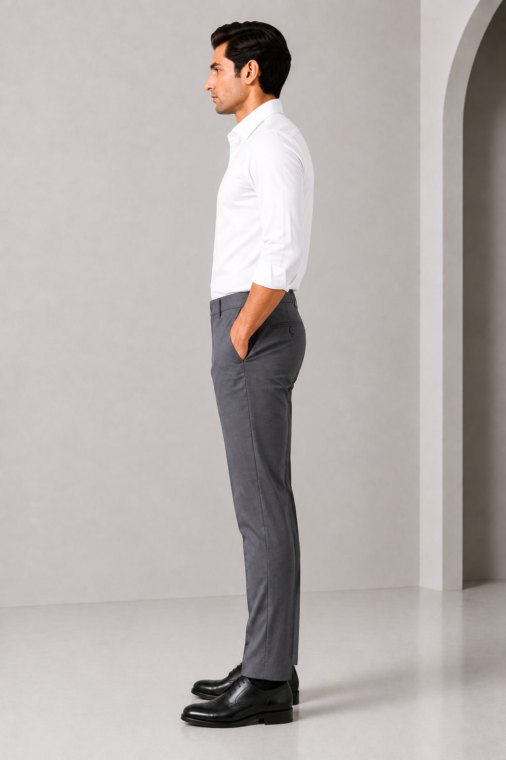 Patloon Jack Williams Smoke Grey Lycra blend regular fit pants side