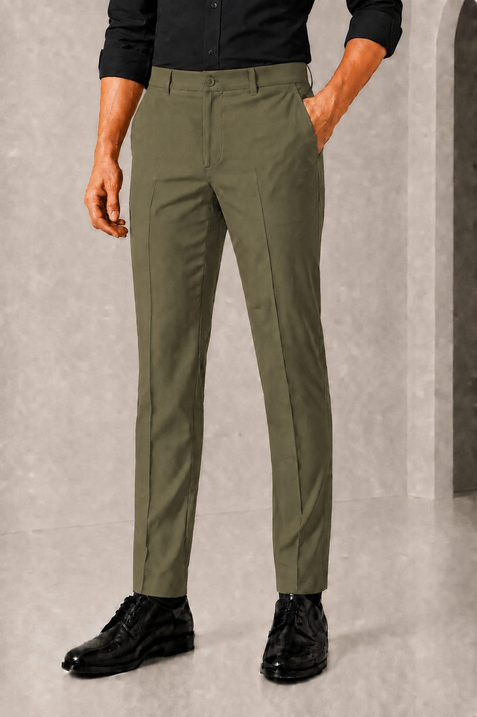 Patloon Jack Williams Rustic Olive cotton blend slim fit pants