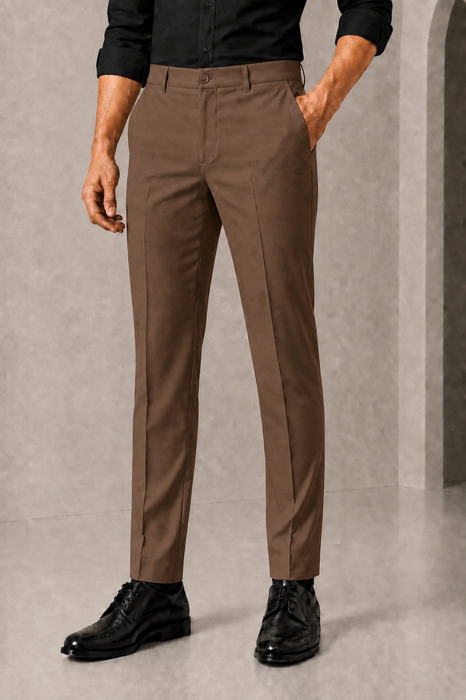 Patloon Jack Williams Walnut Brown cotton blend slim fit pants