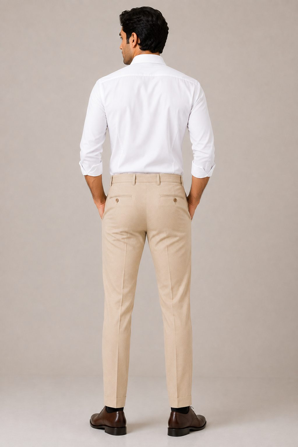 Patloon Jack Williams Wheat Lycra blend regular fit pants back