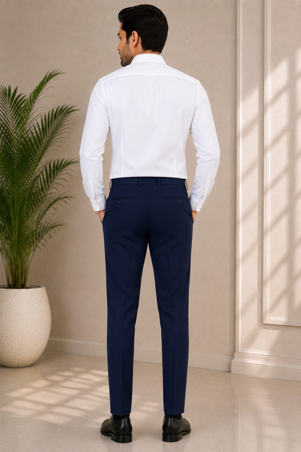 Patloon Jack Williams Raymond Navy cotton blend slim fit pants back