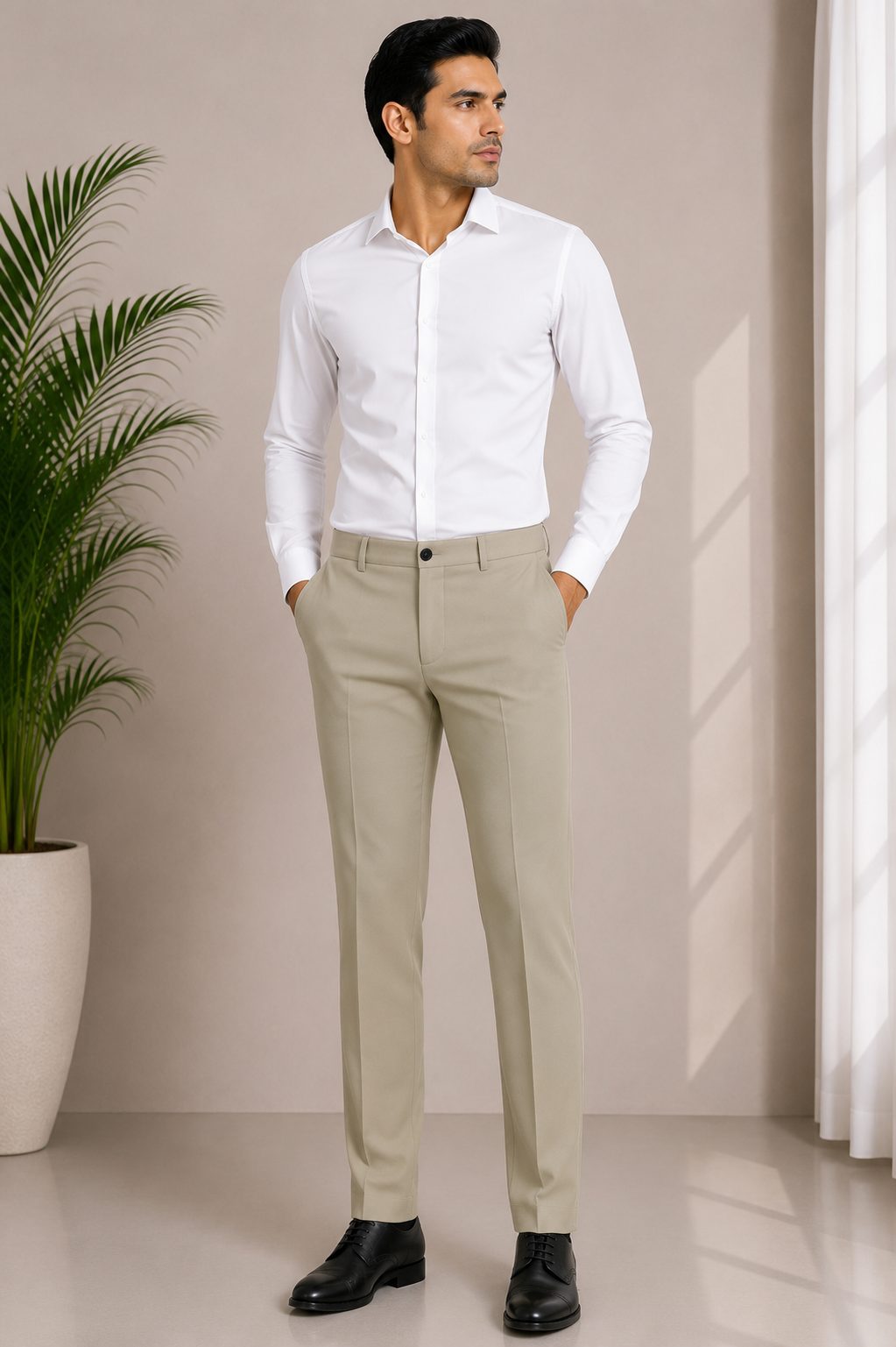 Patloon Ventures Cream regular pants