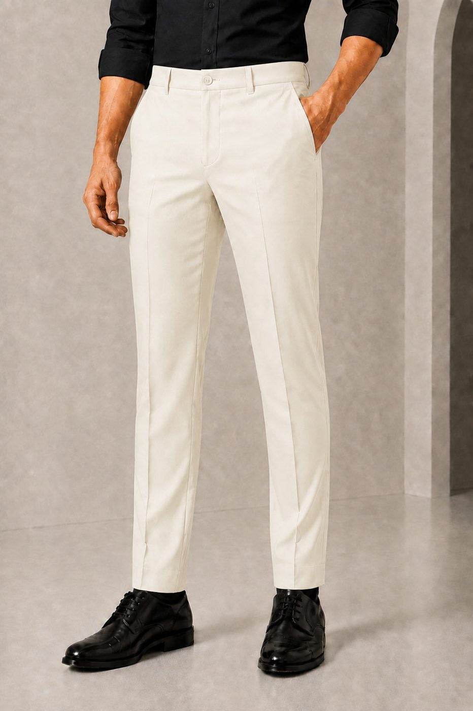 Patloon Jack Williams Bone White cotton blend slim fit pants