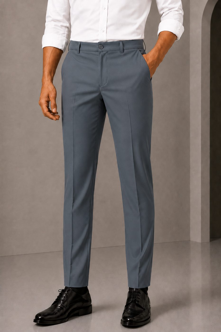 Patloon Jack Williams Slate Grey cotton blend slim fit pants