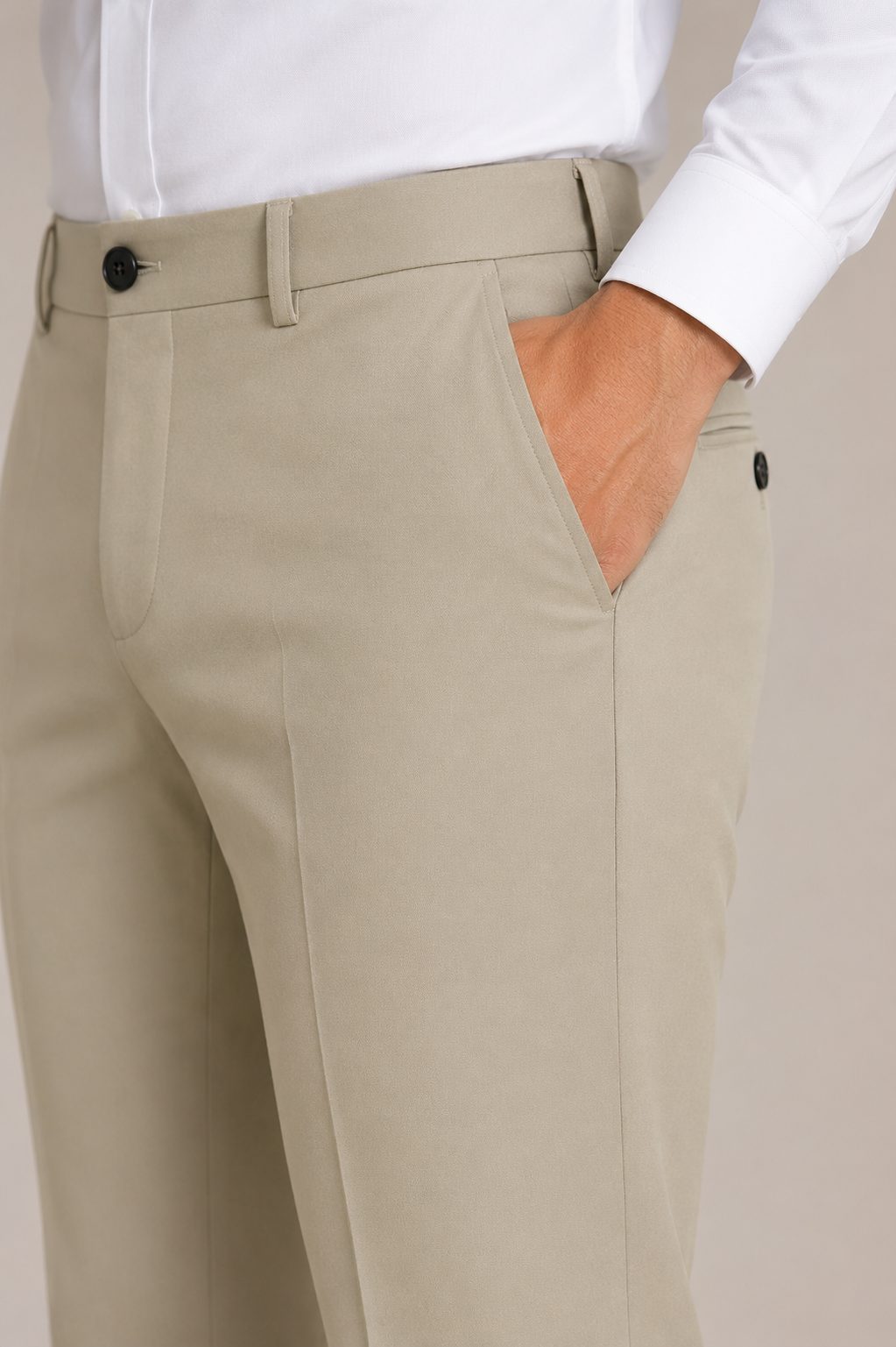 Patloon Ventures Cream regular pants pocket detail