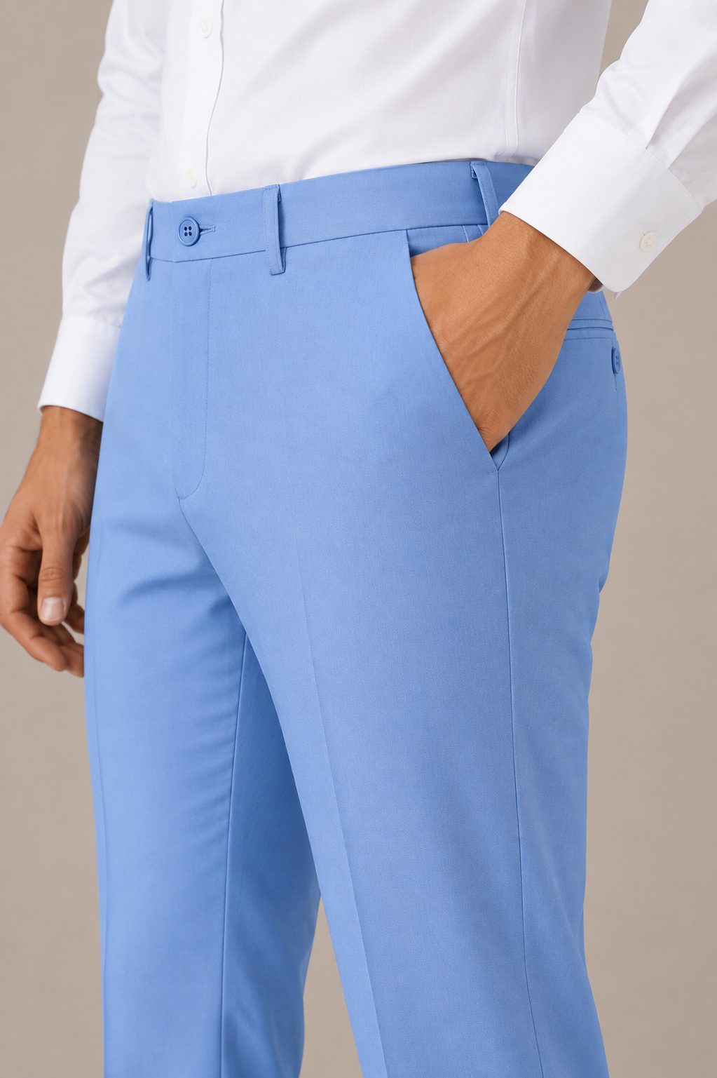Patloon Jack Williams Light Blue Lycra blend regular fit pants pocket