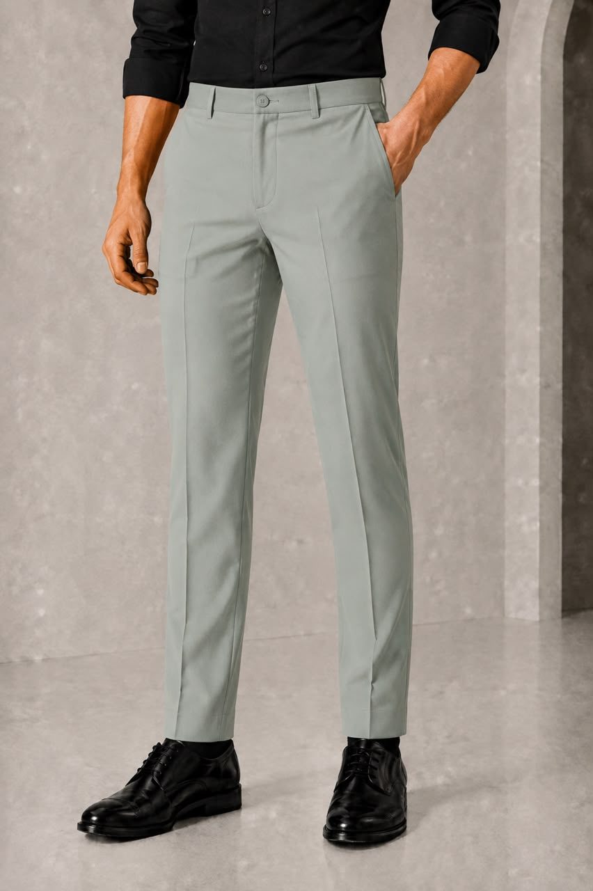 Patloon Jack Williams Ash Green cotton blend slim fit pants